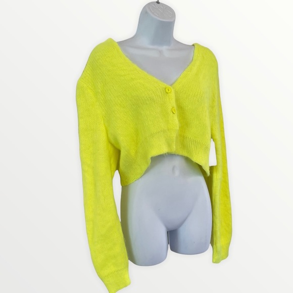 Abound Bright Highlighter Cropped Two Button Sweater - Picture 2 of 5